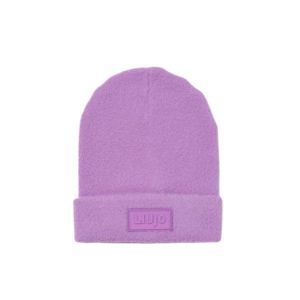 Girls Purple Applique-Logo Beanie Hat