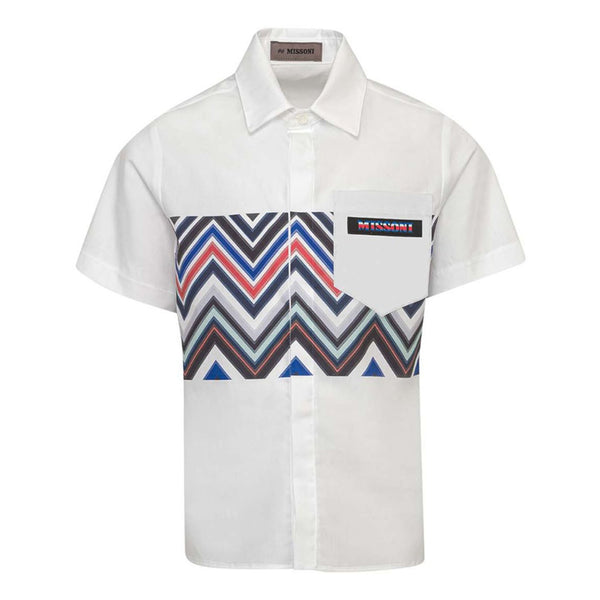 Boys White Zigzag-Print Cotton Shirt