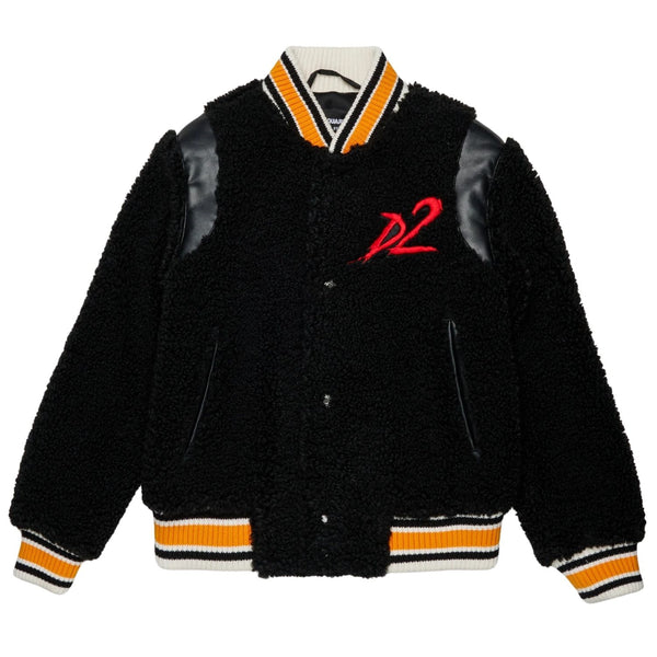 Boys Black Bear & Logo-Embroidered Jacket