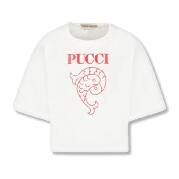 Girls White Cotton Half Sleeves T-Shirt