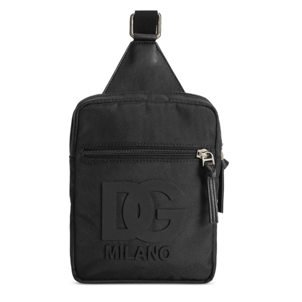 Boys Black Logo-Embossed Cross Body Bag (20cm)