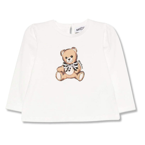Baby Unisex White Teddy Bear-Print T-shirt