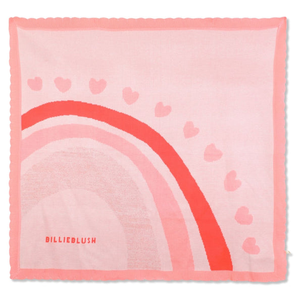 Girls Pink Hearts & Rainbow Knitted Blanket