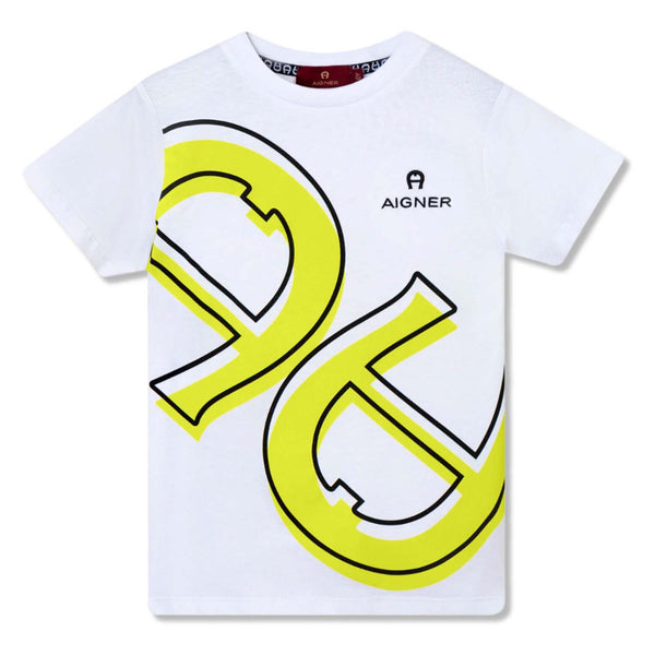 Boys White Logo-Print Cotton T-Shirt