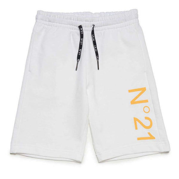 Boys White Logo-Print Fleece Shorts