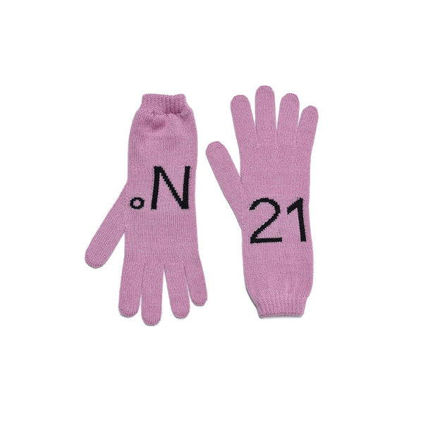 Knit Pink Gloves With Logo