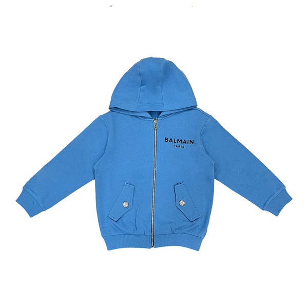 Boys Blue Logo-Print Zip-up Hoodie
