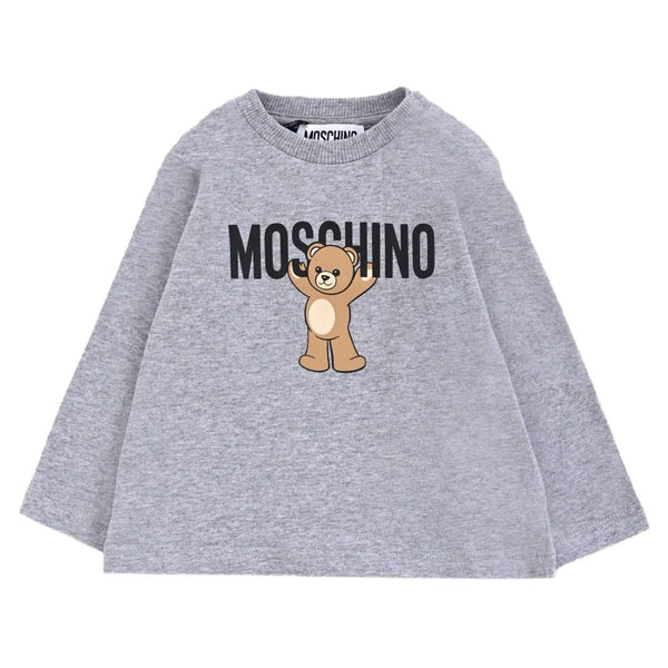 Baby Unisex Grey Teddy Bear-print T-shirt
