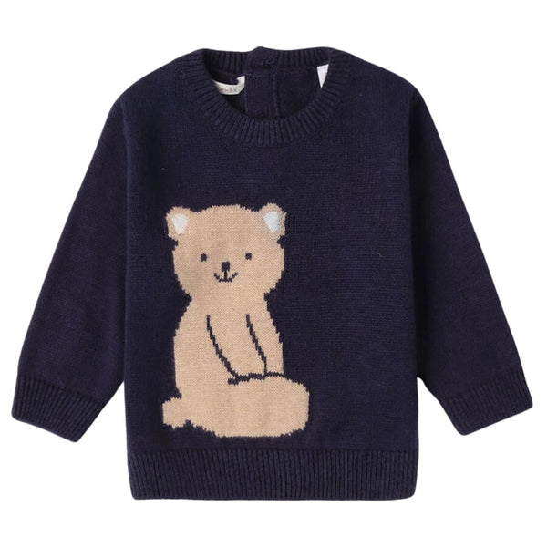 Boys Navy Blue Bear Knitted Sweatshirts