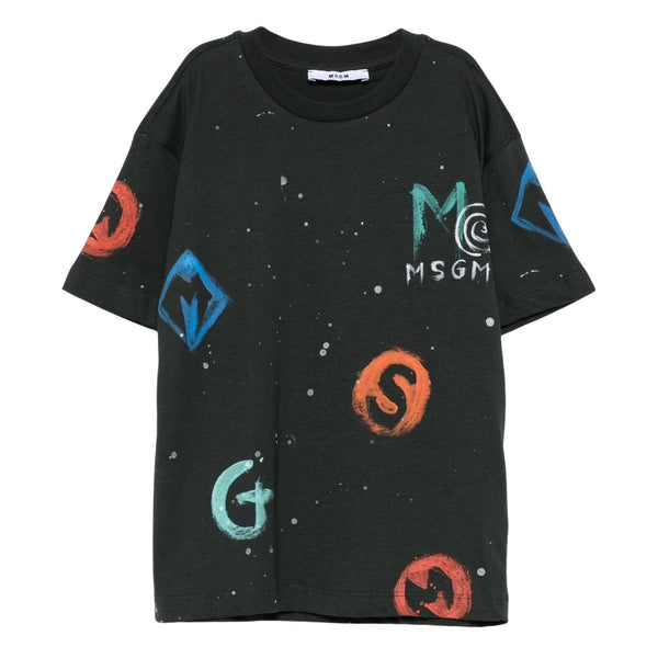 Boys Black Logo-Print T-Shirt