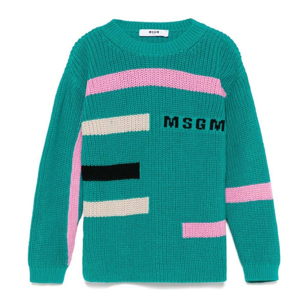 Unisex Sea Green Colourblock Sweater