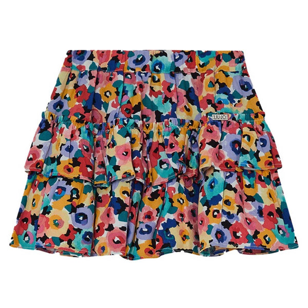 Girls Multicolor Floral Print Skirt