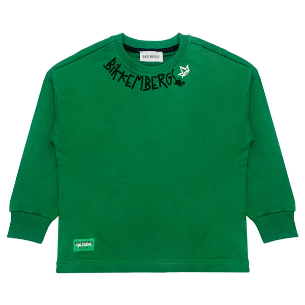 Boys Green Logo-Print Sweatshirts