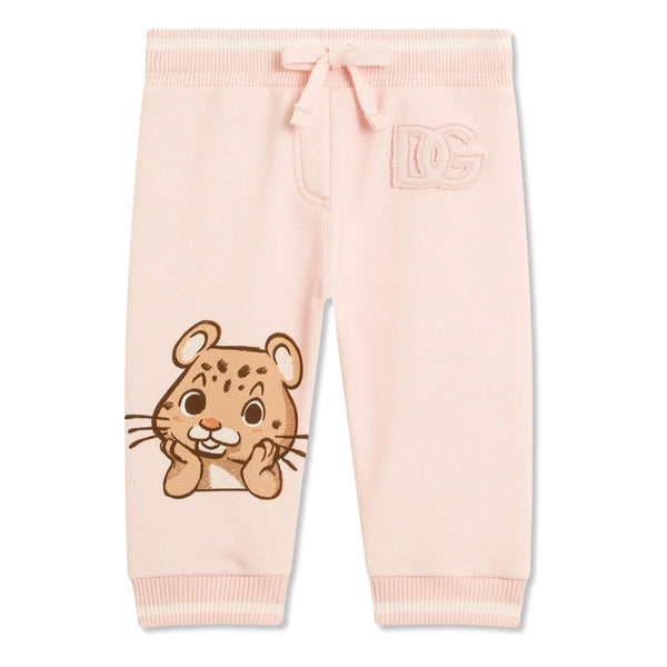 Baby Girls Pink Leopard-Print Track Pants