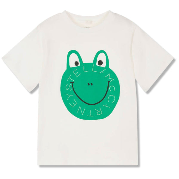 Unisex White Cotton Frog-Print T-Shirt