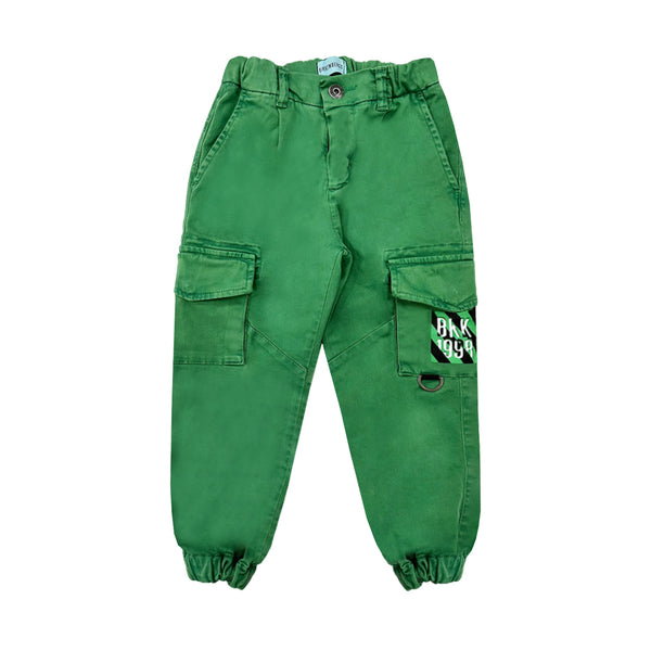 Boys Green Denim Cargo Trouser