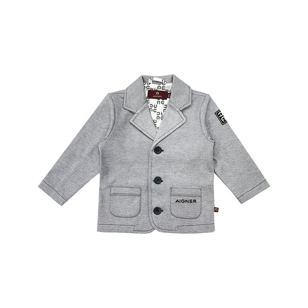 Baby Boys Grey Embroidery-Logo Blazer