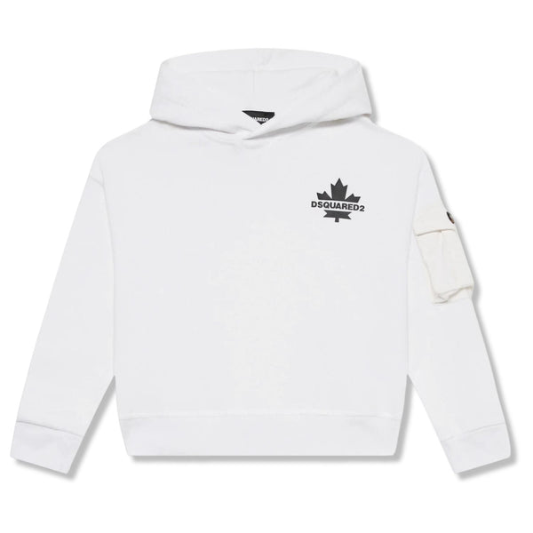Unisex White Maple Leaf & Logo-Print Hoodies
