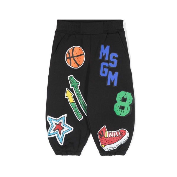 Baby Boys Black Cotton Varsity Joggers