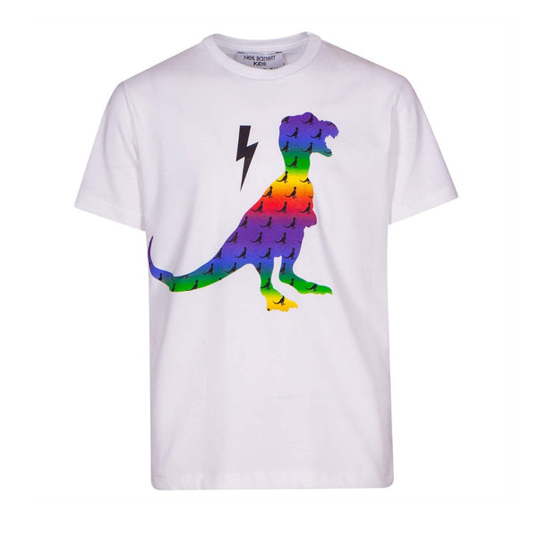 Boys Dinosaur Graphic Print White T-shirt