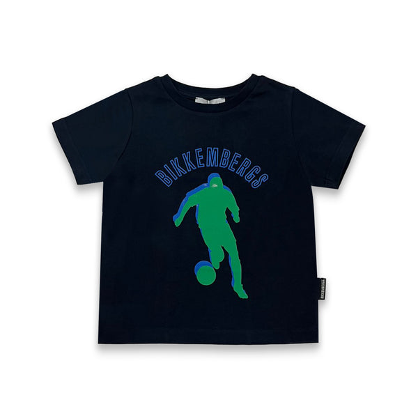 Boys Blue Logo Print Half Sleeves T-Shirt