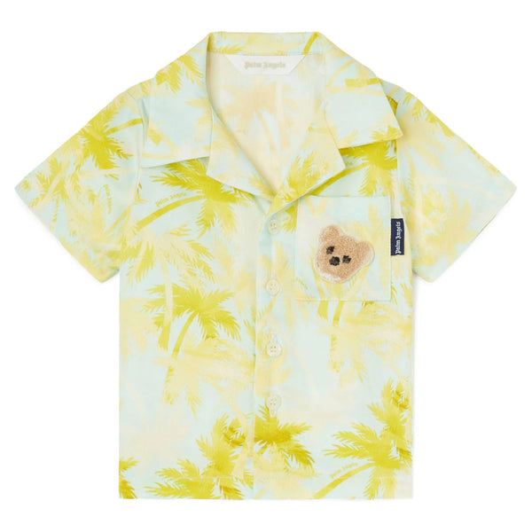 Baby Boys Sky Blue Teddy-Patch Shirt