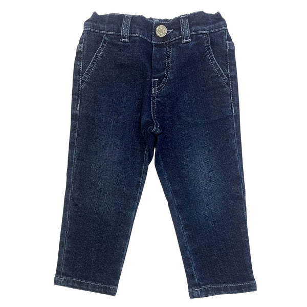 Baby Unisex Blue Logo-Embroidered Jeans