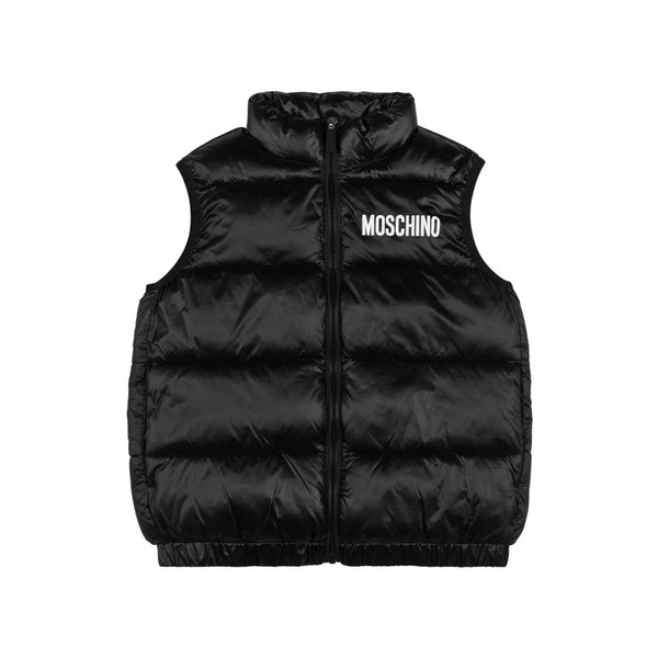Unisex Black Nylon Padded Vest Logo Gilet