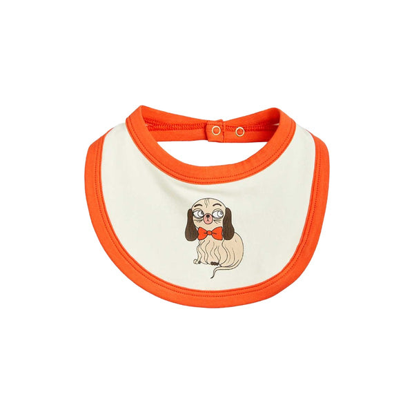 Baby Girls White & Orange Minibabies Print Bib