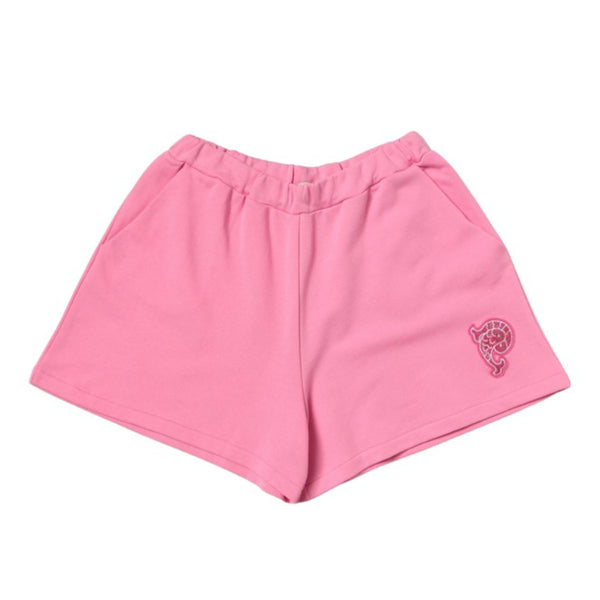 Girls Pink Logo Print Cotton Shorts