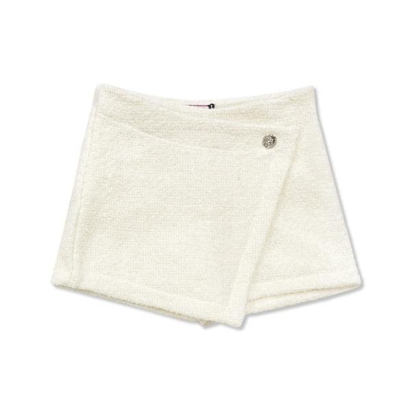 Girls Ivory Tweed Mini Skirt