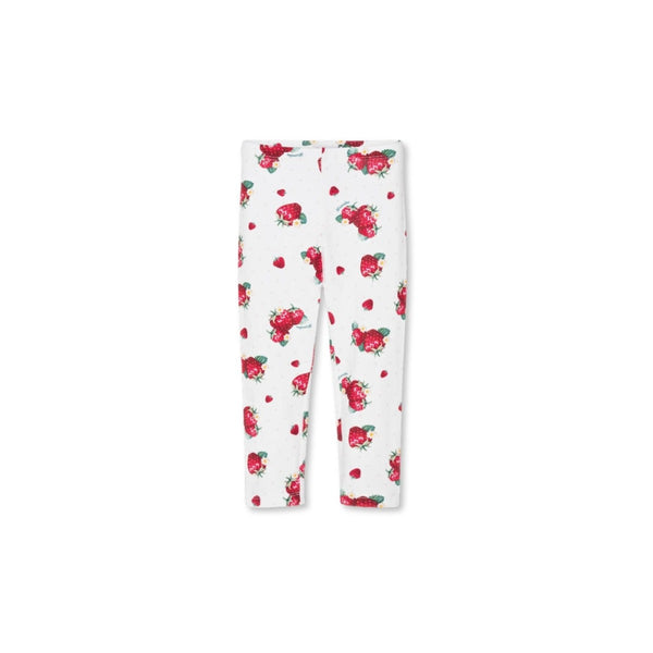 Girls Ivory Cotton Strawberry Leggings