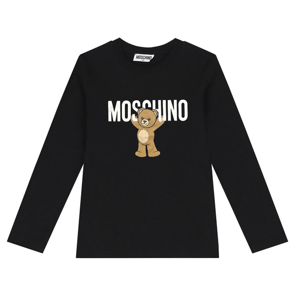 Unisex Black Teddy-Print T-shirt