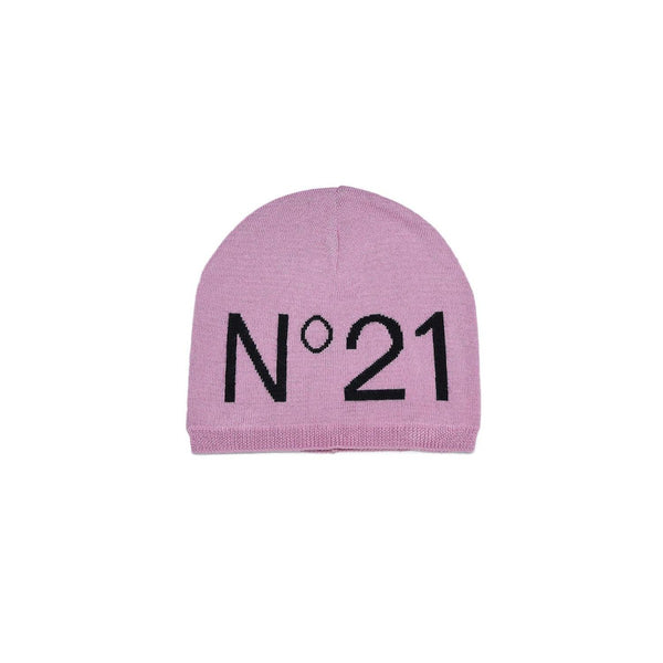 Pink Wool Blend Beanie With Logo