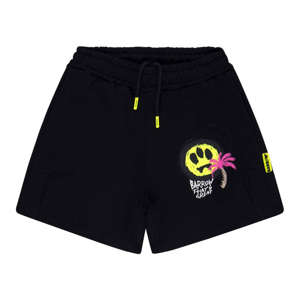 Unisex Black Logo-Print Shorts