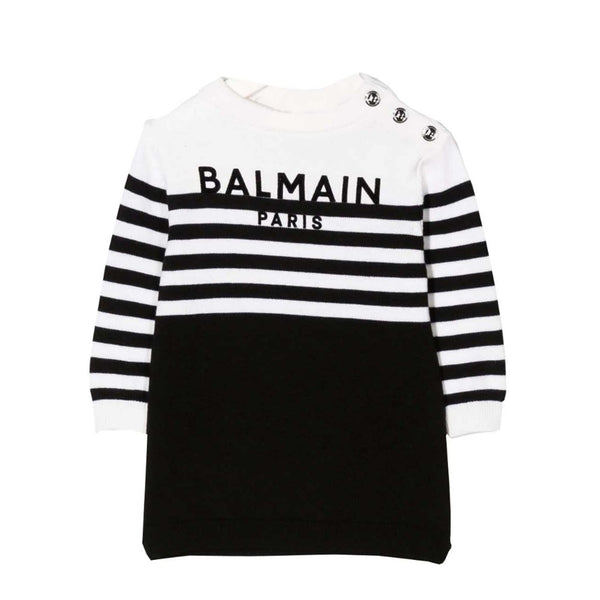 Logo Intarsia Striped Jumper Dress