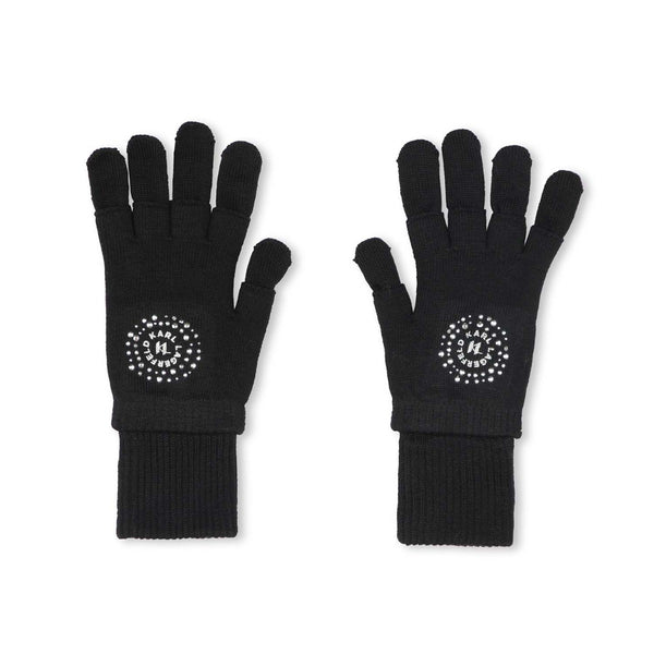 Girls Black Monogram-Embellished Gloves