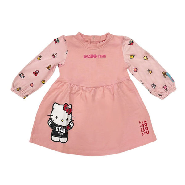 Pink Dress For Baby Girl With Hello Kitty And Logo