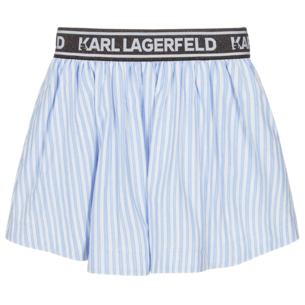 Girls Blue & White Striped Cotton Skirt