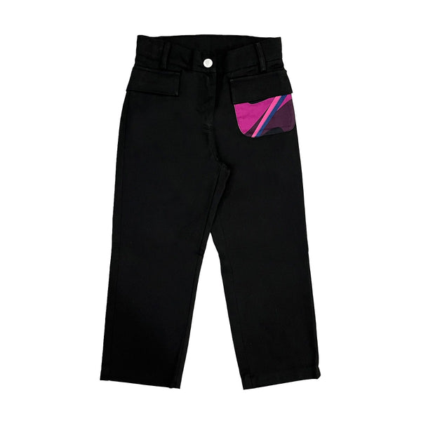 Girls Black Cotton Denim Jeans
