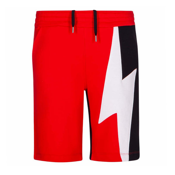 Boys Lightning Print Color Block Shorts