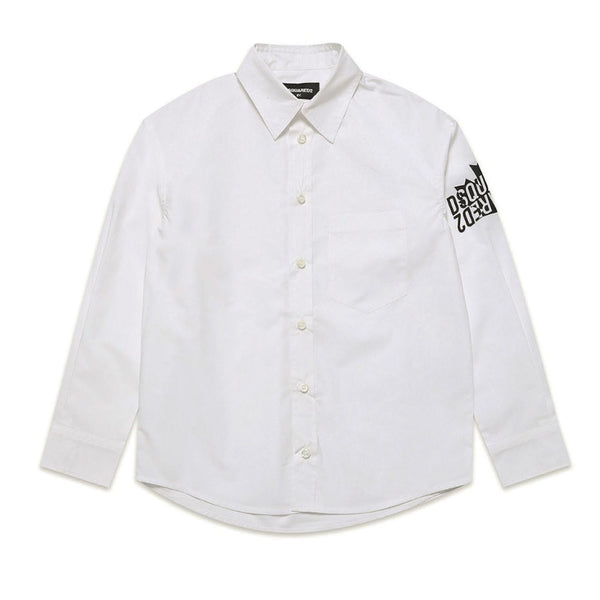 Kids White Logo Print Shirt