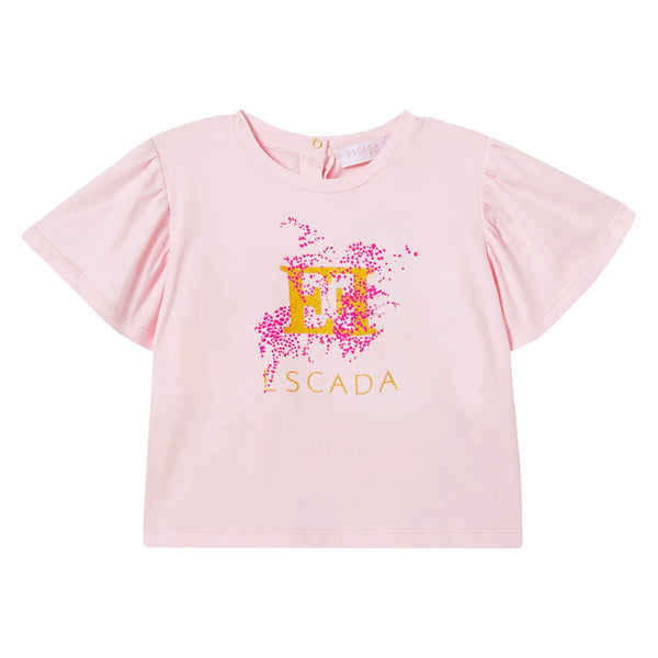 Baby Girls Pink Logo-Print T-Shirts