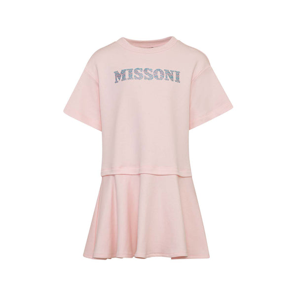Girls Pink Logo Cotton Jersey Dress