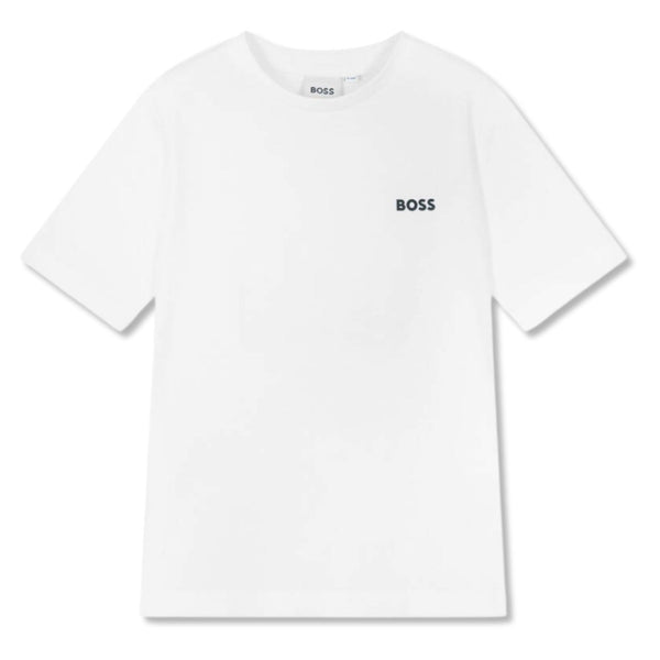 Boys White Logo-Print Cotton T-Shirt