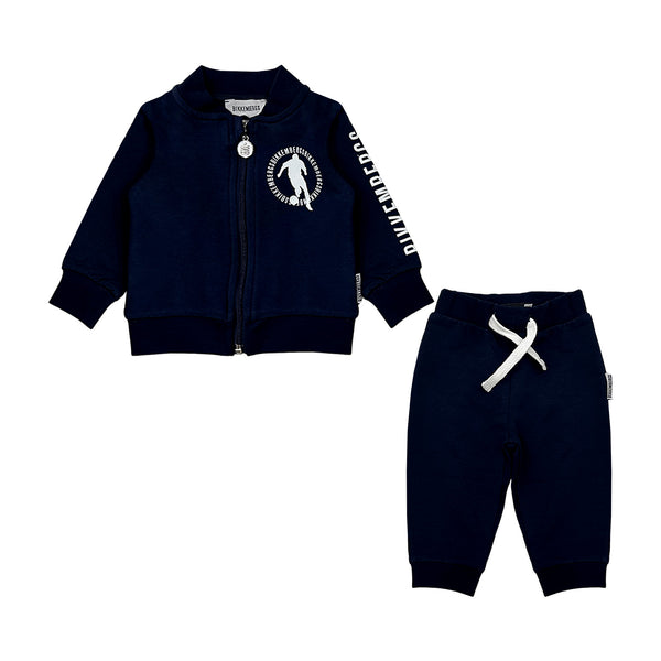 Baby Boys Navy Blue Logo-Print Tracksuit
