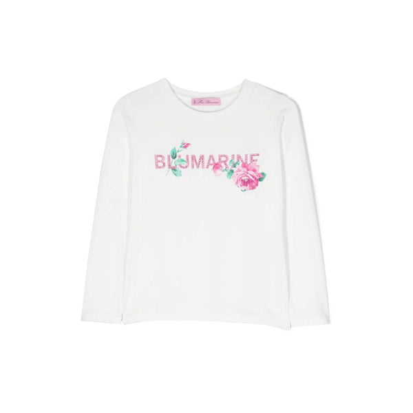 Girls White Rhinestone-Embellished T-shirt