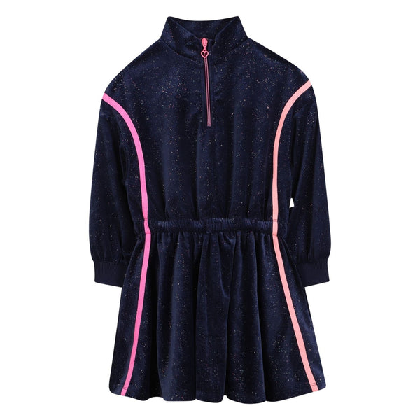 Girls Navy Blue Zip-up Dress