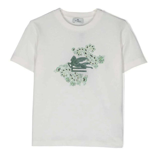 Girls White Pegaso-Motif T-shirt