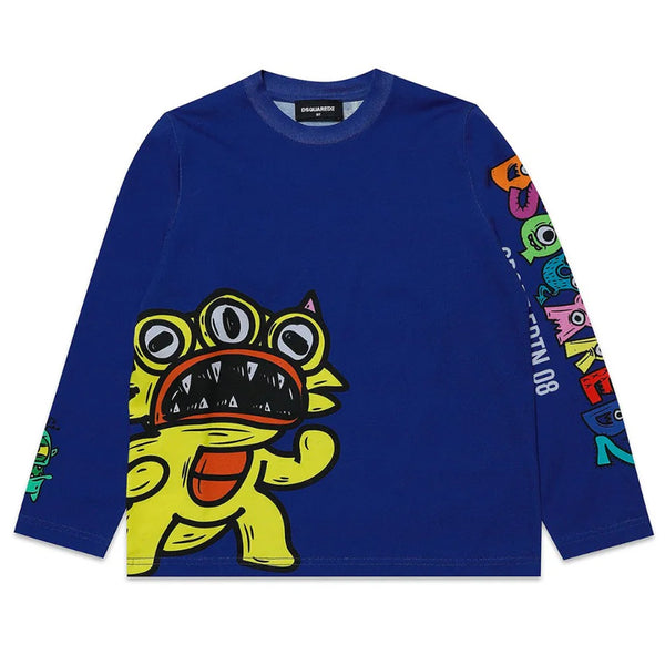 Kids Blue Monsters Printed T-Shirt